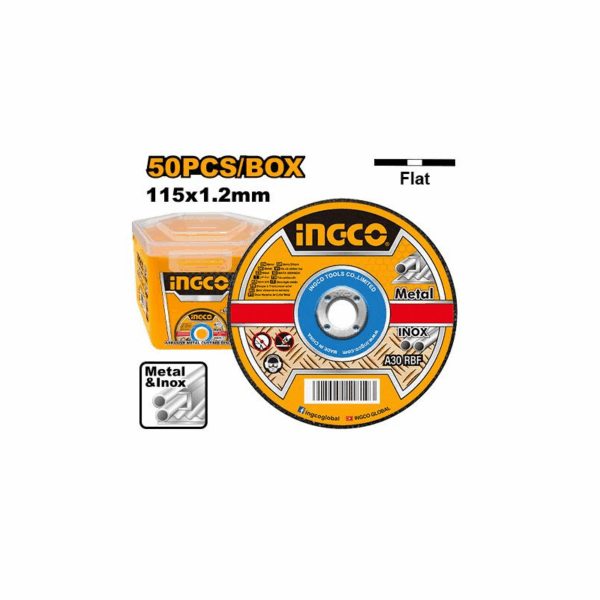 Ingco 50Pcs Abrasive Metal Cutting Disc Set 115X1.2X22.2Mm Mcd1211550