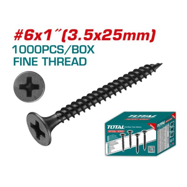 Total Drywall Screw 3.5 X 25Mm For Phillips Drive, Installing Gypsum Board On Walls And Ceilings 1000Pcs Thwds612