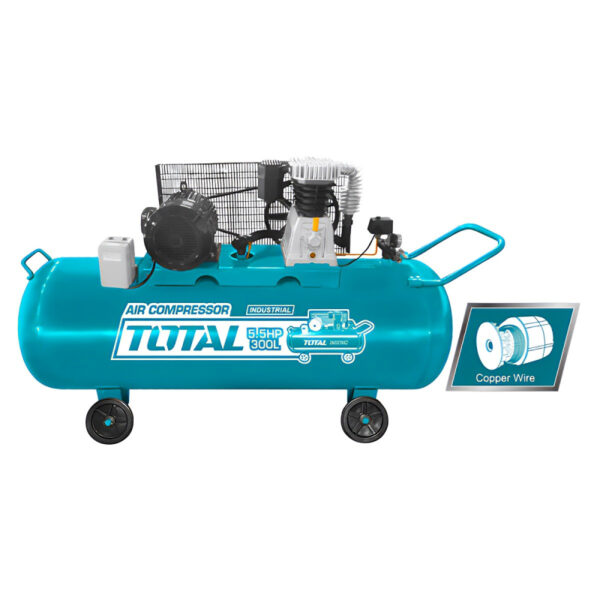 Total Air Compressor Belt Driven System With Copper Wound Motor, 2 Cylinder Compressor 300L 4.1Kw 380V Tc1553002