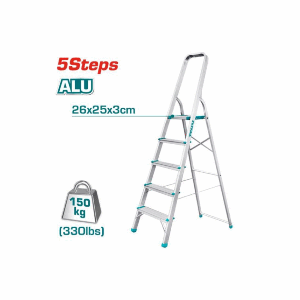 Total Household Ladder With 5 Steps, Aluminium Body Thlad06051