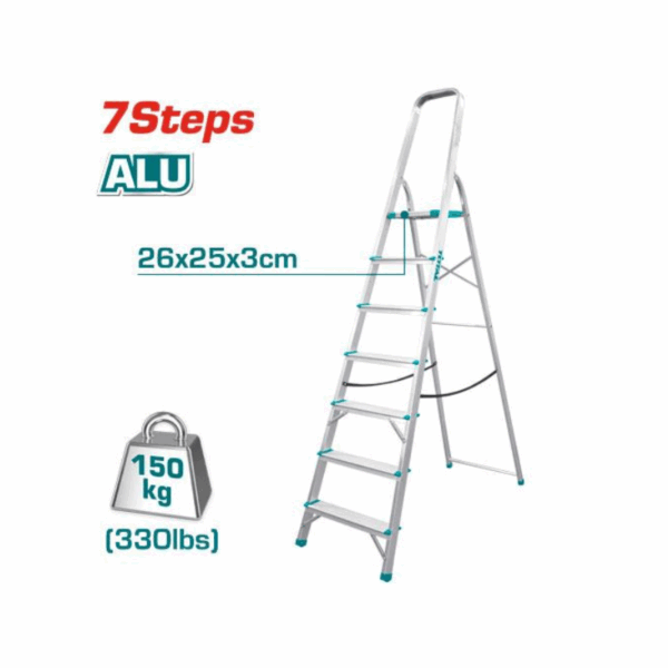 Total Household Ladder With 7 Steps, Aluminium Body Thlad06071