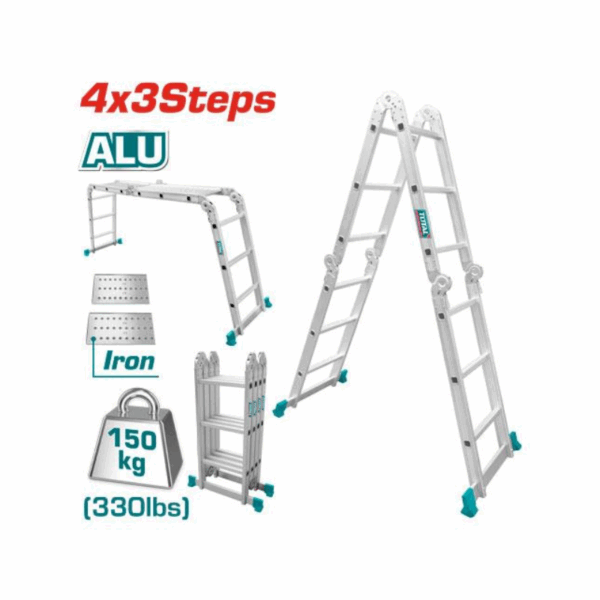 Total Multipurpose Aluminium Ladder 4X3 Steps Thlad04431