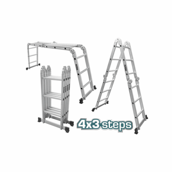 Total Multipurpose Aluminium Ladder 4X3 Steps Thlad04431