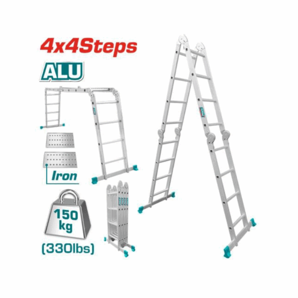Total Multipurpose Aluminium Ladder 4X4 Steps Thlad04441