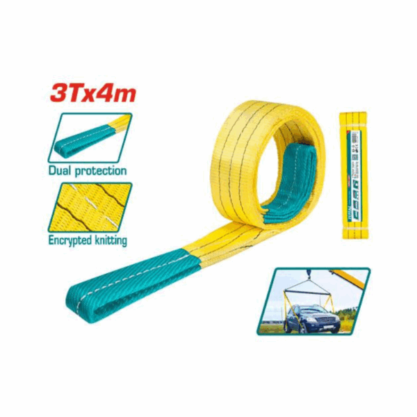 Total Nylon Webbing Sling 3Tx4M, 90Mm With No Fixed Wear Points  Thtws0304