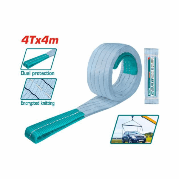 Total Nylon Webbing Sling 4Tx4M, 120Mm With No Fixed Wear Points Thtws0404