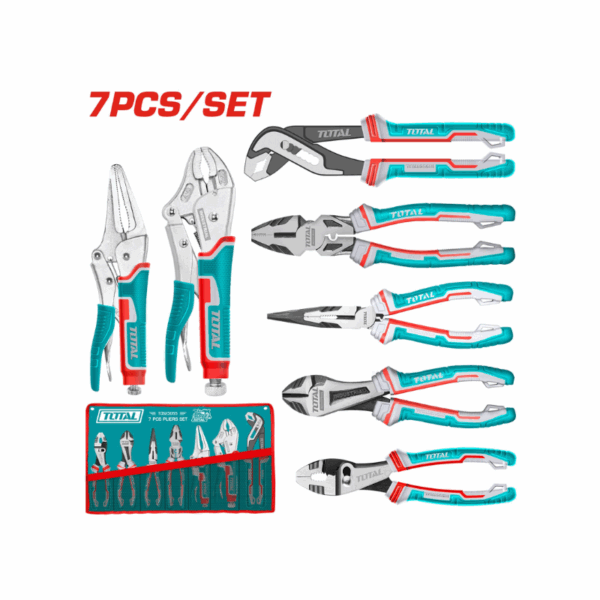 Total 7Pcs Pliers Set, Including Pump, Combination, Long Nose, Diagonal Cutting, Jaw Locking, Nose Locking &Amp; Slip Joint Pliers Tos23055