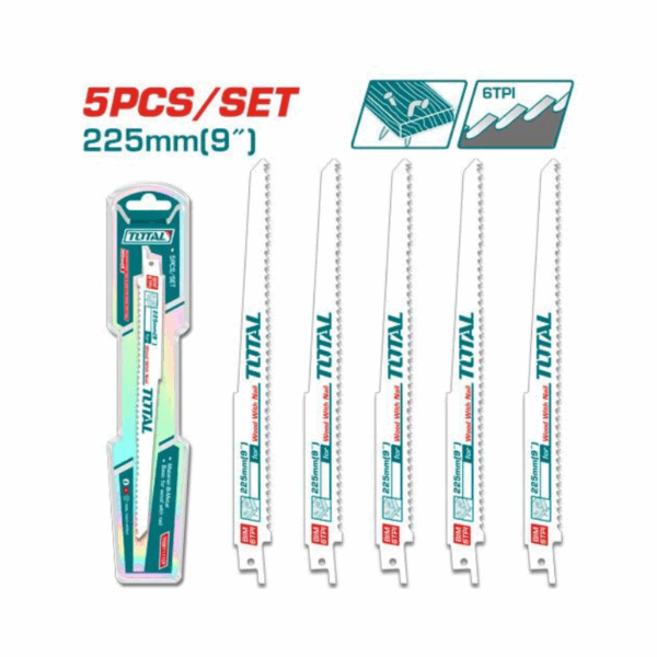 Total Reciprocating Saw Blades For Wood With Nail 225Mm/9&Quot; 5Pcs Set Trsb1111Df