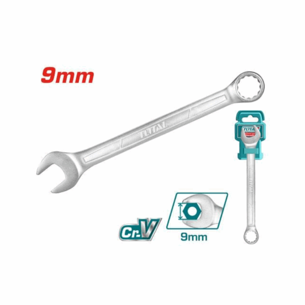 Total Combination Spanner 9Mm Cr-V Material, Chrome Plated, Matt Finish Tcspa091