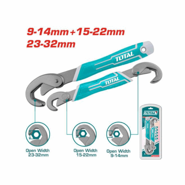 Total Bent Wrench, Double &Amp; Single Open End, Chrome Plated Tbws09328