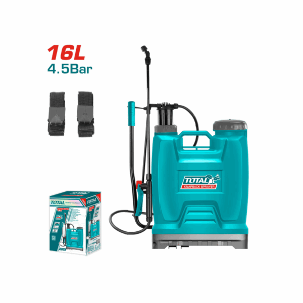 Total Knapsack Sprayer 16L 4.5Bar With Y Trigger, Fiber Glass Lance, Comfortable Padded Straps, Adjustable Nozzle Thspp41602