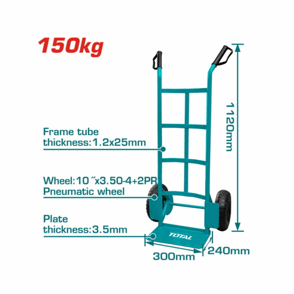 Total Hand Trolley 150Kg With Pneumatic &Amp; Bearing Wheels Ththt20221