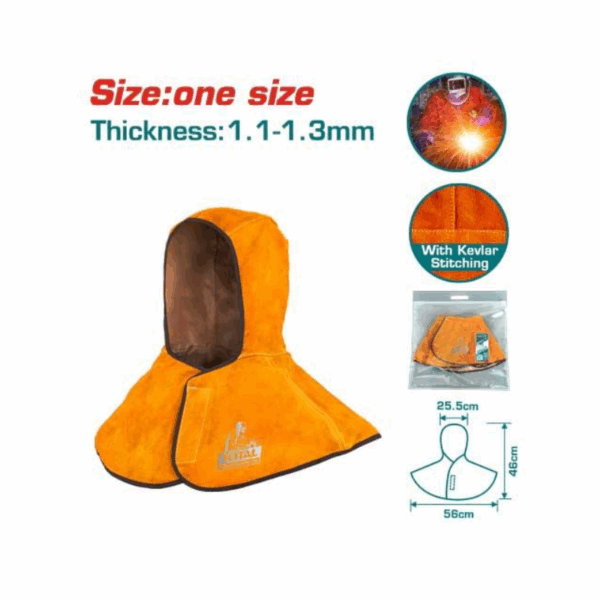 Total Cowhide Welding Cap 1.1-1.3Mm With Spilt Cowhide, Hook &Amp; Loop Tape, Polyester Taffeta Lined Tsp20101