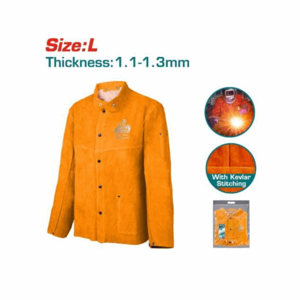 Total Leather Welding Jacket L Size 1.1-1.3Mm With Spilt Cowhide, Scribe Pocket, Metalsnaps, Fr Thread Stiched Tsp20103