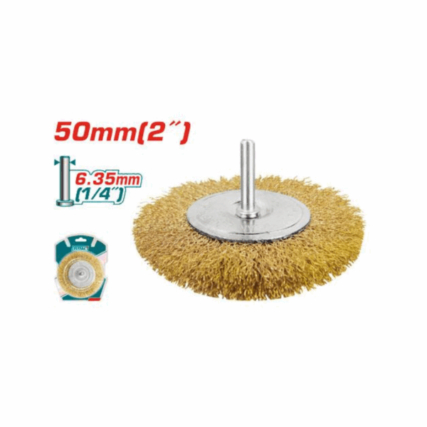 Total Circular Grinding Wire Brush 50Mm 2&Quot; With Shank 1/4&Quot; For Drill Tac34021