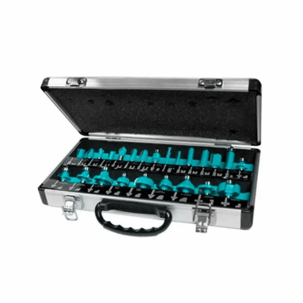Total 24Pcs Router Bit Set With Shank 6Mm, Aluminium Case Tacsr02406