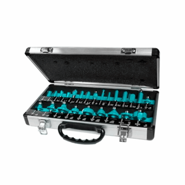 Total 24Pcs Router Bit Set With Shank 12Mm, Aluminium Case Tacsr02412