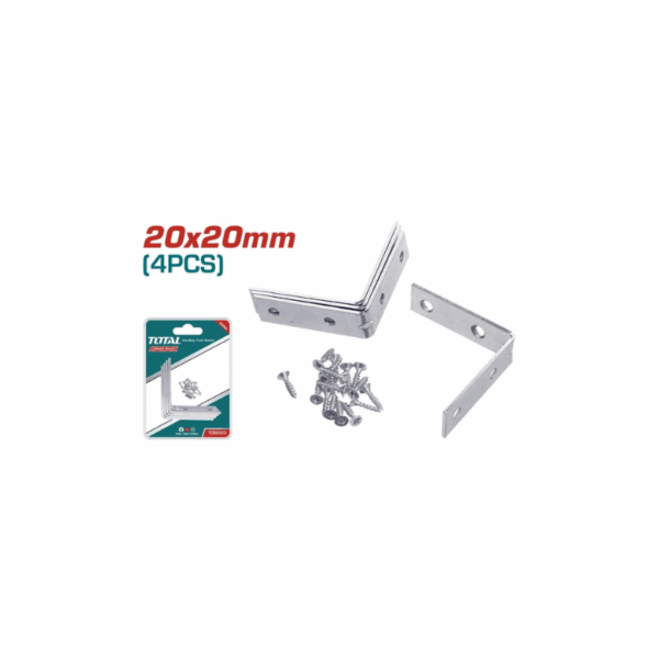 Total Corner Brace 20X20Mm 4Pcs Set With 8Pcs Fasteners Tcb2020