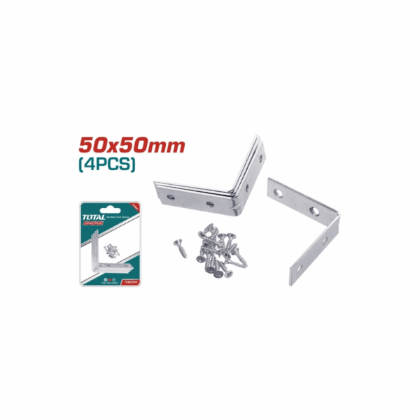 Total Corner Brace 50X50Mm 4Pcs Set With 16Pcs Fasteners Tcb2050