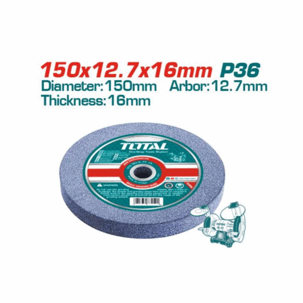 Total Abrasive Bench Grinding Wheel Stone 150X12.7X16Mm Tac1506023