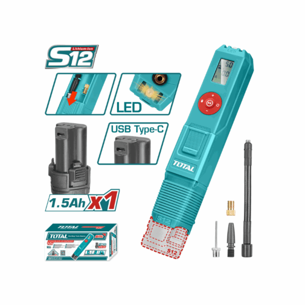 Total Auto Air Compressor Cordless Lithium-Ion 160Psi 1.5Ah Tacli12012