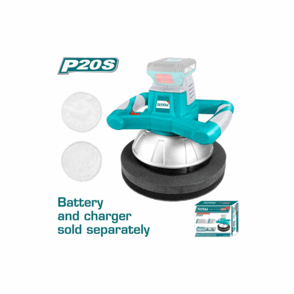 Total Angle Polisher Cordless Lithium-Ion 20V With Wool &Amp; Towel Polishing Bonnet Topli2001