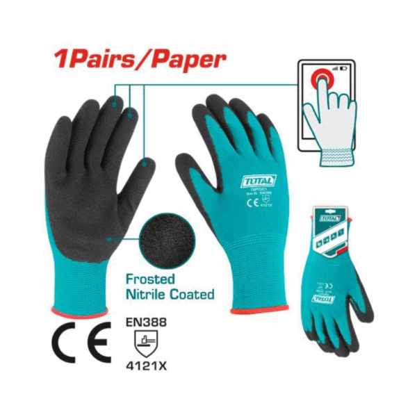 Total Nitrile Frosted Coated Gloves Xl For Oil Environment Tsptg01
