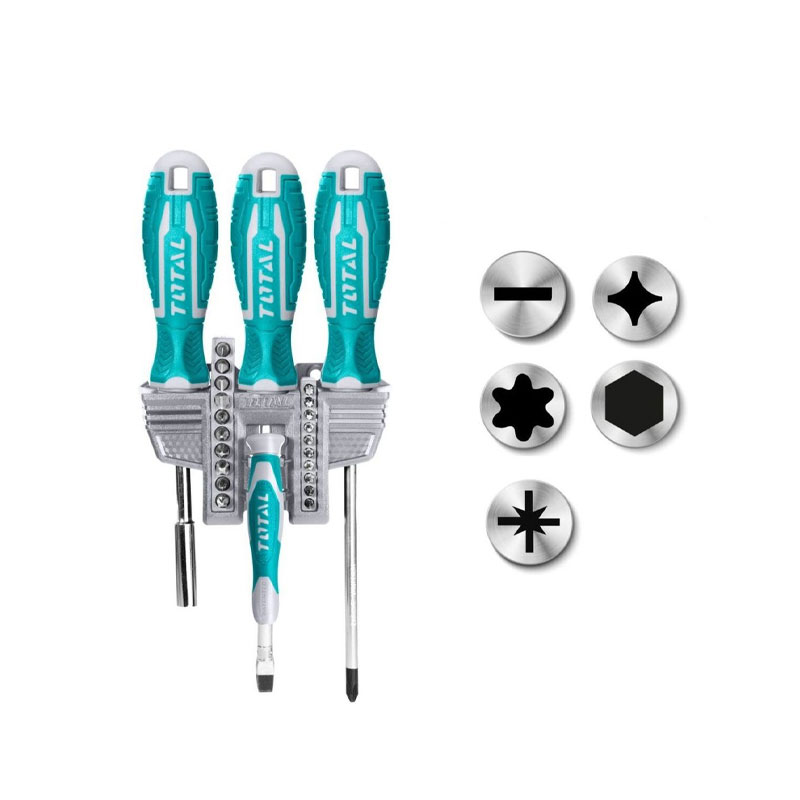 Total Screwdriver And Bits Set 24Pcs Tacsd302462