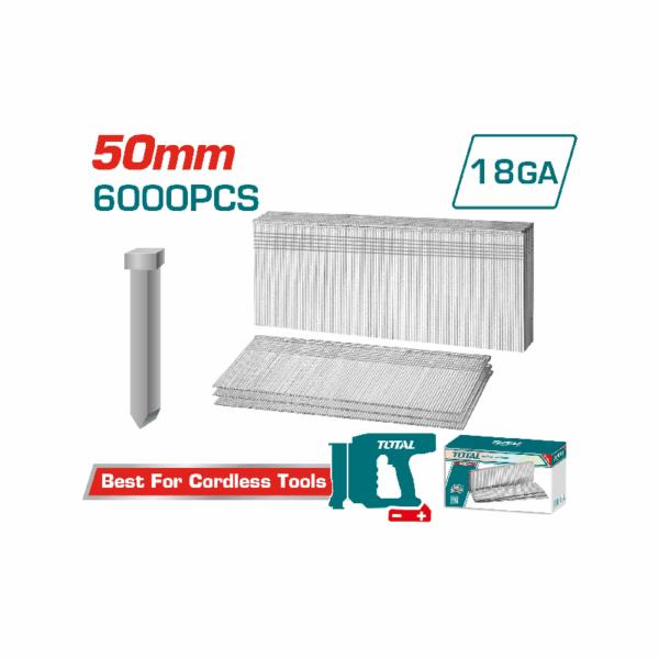 Total Staple Pins, Brad Nails 50Mm Tac918506 (Pack Of 6000Pcs)