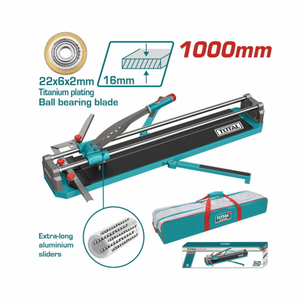 Total Tile Cutter 100Cm With Tungsten Carbide Ball Bearing Blade, Aluminum Die Cast Handle, Bag Tht571001