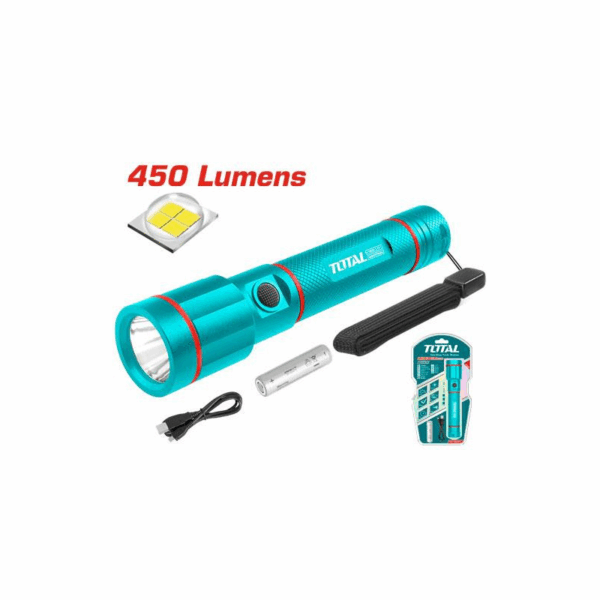 Total Led Flash Light 450Lm With 5 Modes, 1Pcs 2000Mah 18650 Li-Ion Battery Tcfl1865051