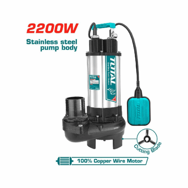 Total Submersible Sewage Water Pump 2200W With Copper Wire Motor, 9M Cable Twp7220026