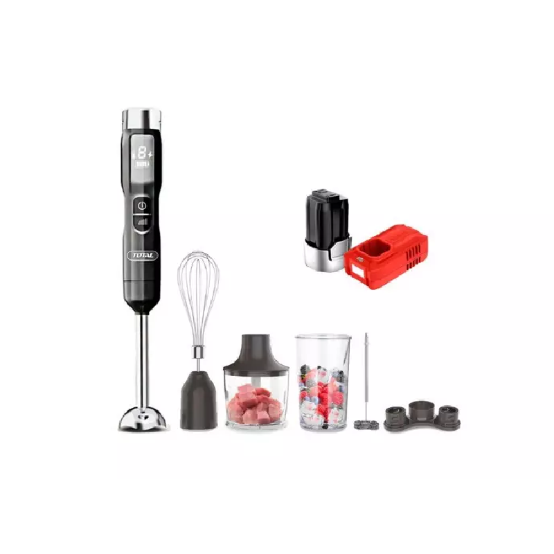 Total 5In1 Cordless Hand Blender Set 100W Dc 16V Lithium-Ion With 5 Speed Control, Led Display, Steel Blades Tjb056K