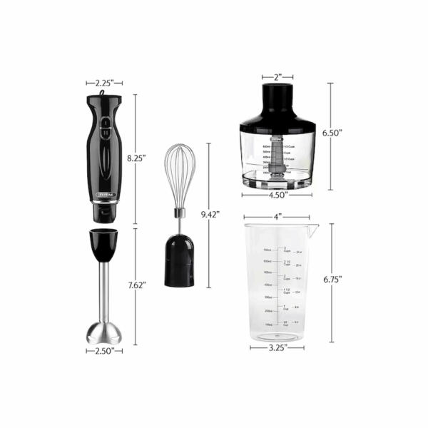 Total 5In1 Cordless Hand Blender Set 100W Dc 16V Lithium-Ion With 5 Speed Control, Led Display, Steel Blades Tjb056K