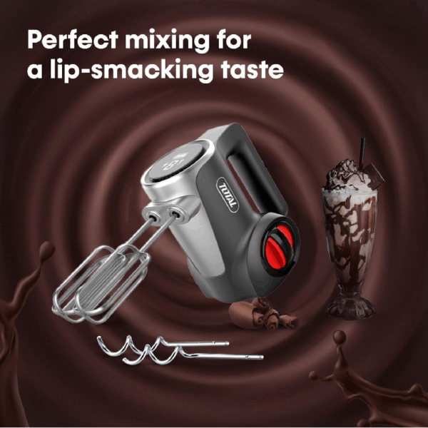 Total Cordless Hand Mixer 125W Dc 16V Lithium-Ion With 7 Speed Control, Led Display, Eject Button Tmk023K