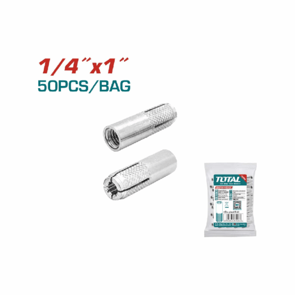 Total Drop-In Anchor Plug 1/4&Quot;X1&Quot; Carbon Steel, Zinc Plated Finish Thwda1411 (Pack Of 50Pcs)