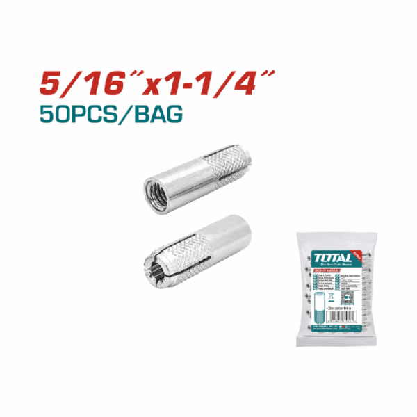 Total Drop-In Anchor Plug 5/16&Quot;X1-1/4&Quot; Carbon Steel, Zinc Plated Finish Thwda5161141 (Pack Of 50Pcs)