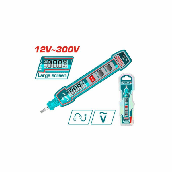 Total Digital Test Pencil Ac 12-300V With Lcd Display, Sound &Amp; Light Alarm, Aaa Battery Thts33001
