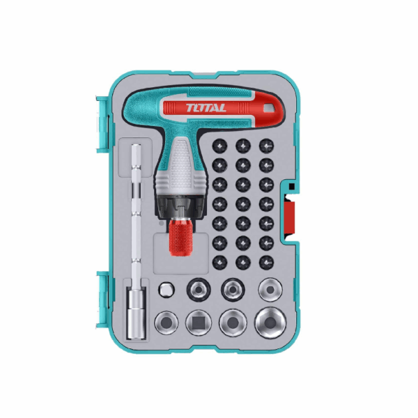 Total Screwdriver Bit Set With T-Handle Wrench Tacsd30316 (Pack Of 31Pcs)