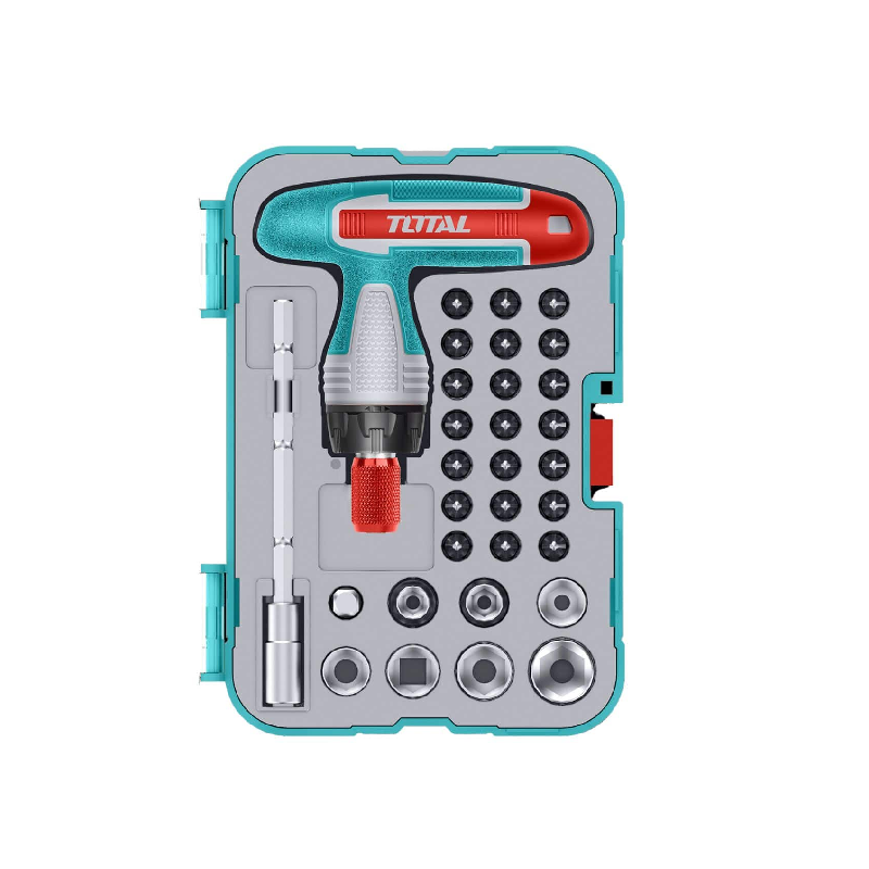 Total Screwdriver Bit Set With T-Handle Wrench Tacsd30316 (Pack Of 31Pcs)