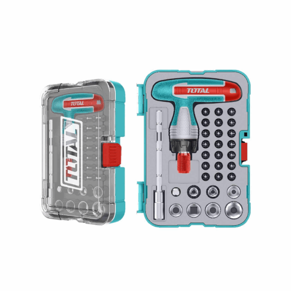 Total Screwdriver Bit Set With T-Handle Wrench Tacsd30316 (Pack Of 31Pcs)