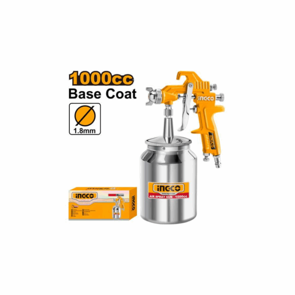 Ingco Air Spray Gun 1000Cc With With Europe, Usa, Nitto &Amp; Italy Type Connector Asg3105