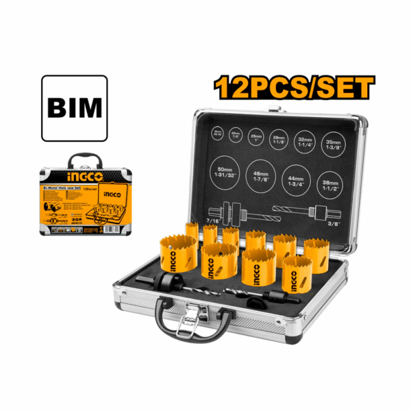 Ingco 12Pcs Bi-Metal Hole Saw Set With Case Akh0121