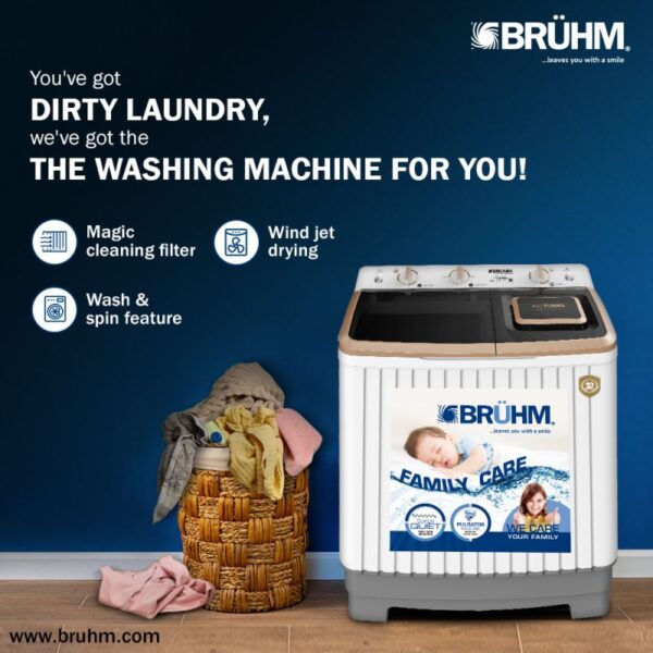 Bruhm Washing Machine 7Kg Manual Twin Tub Bwt-070H