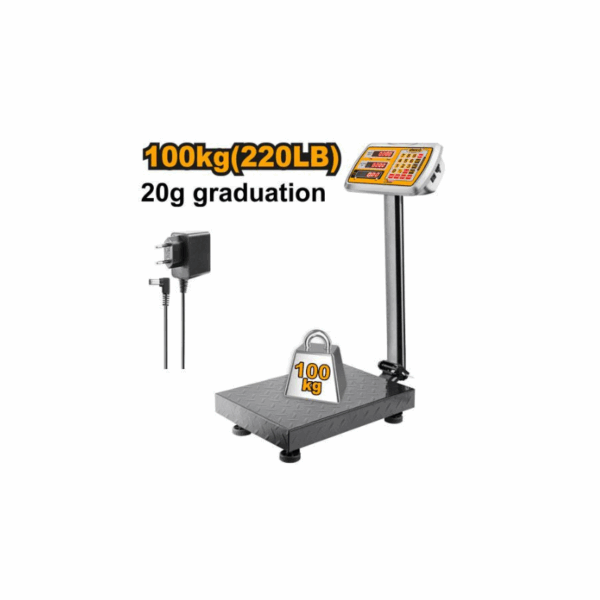 Ingco Rechargeable Digital Platform Scale 100Kg With Led Display, 20G Graduation Hesa31003