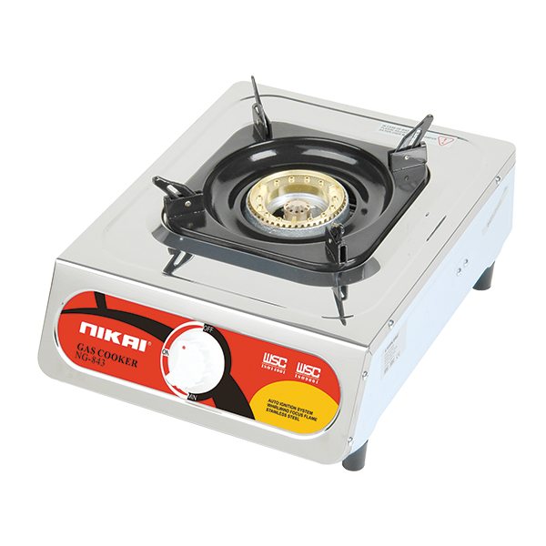 Nikai Gas Cooker 1 Burner Stainless Steel Blue Flame with High Efficiency Stainless Steel Body Full Safety Features NG843