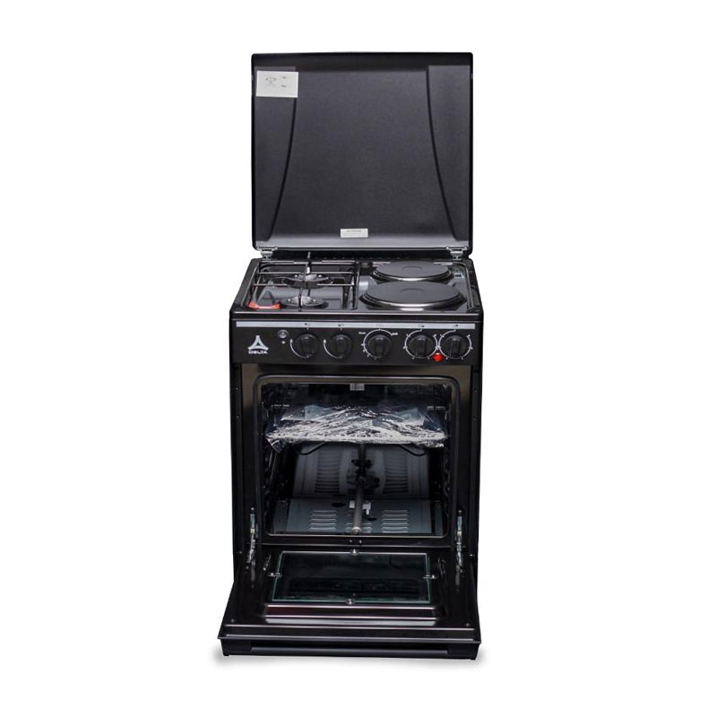 Delta Cooker 50X50Cm Gas Oven 2 Gas 2 Electric Silver With Black Dgc22B