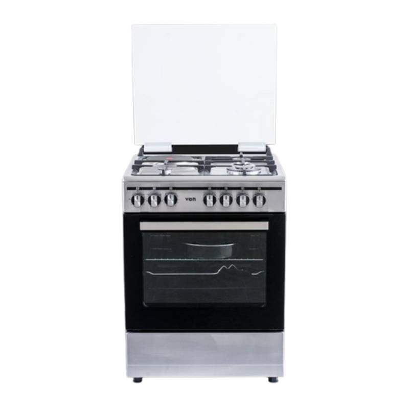 Von Cooker (3 Gas + 1 Electric), Thick Enamel Inox Grey-Vcf663151Fsy