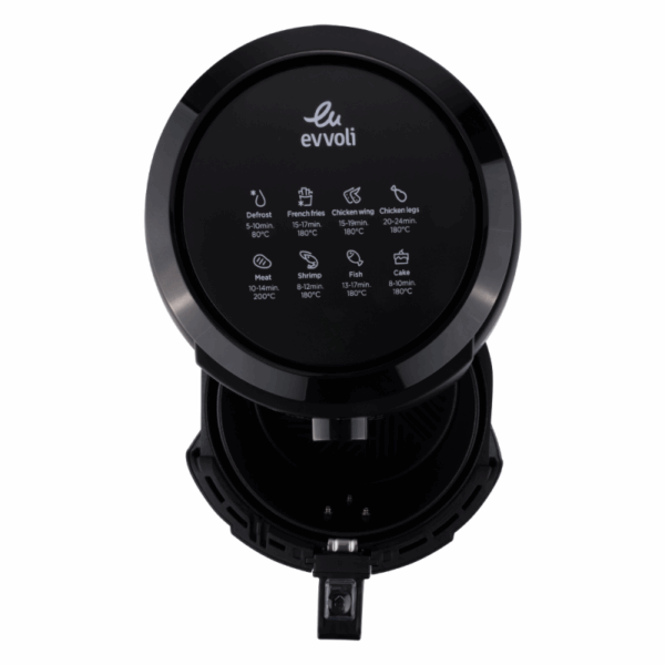 Evvoli Manual Air Fryer 1500W 4L with Adjustable Temperature & High Speed Air Circulation Black EVKA- AF4001BS