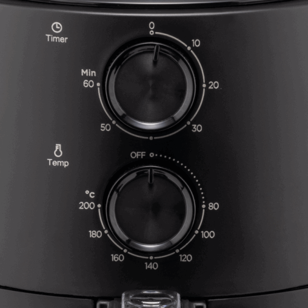 Evvoli Manual Air Fryer 1500W 4L with Adjustable Temperature & High Speed Air Circulation Black EVKA- AF4001BS